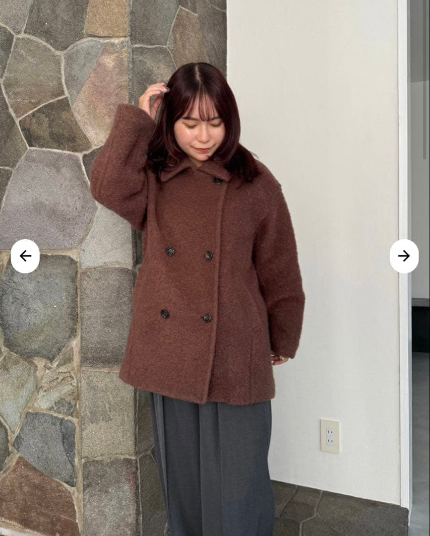 【新品】STRATA (COHINA)ウールループダブルコート ブラウン