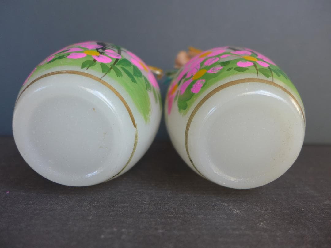 レア　時代物　戦前　御雛様道具　白酒入れ徳利　乳白ガラス　2点一対　箱付　レトロ