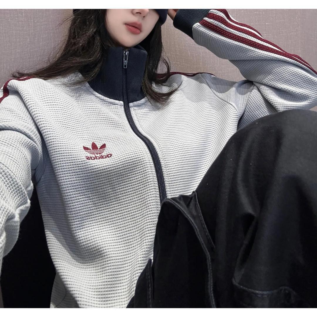 SALE✨ 2XL adidas トラックトップ ワッフル アディカラー グレー