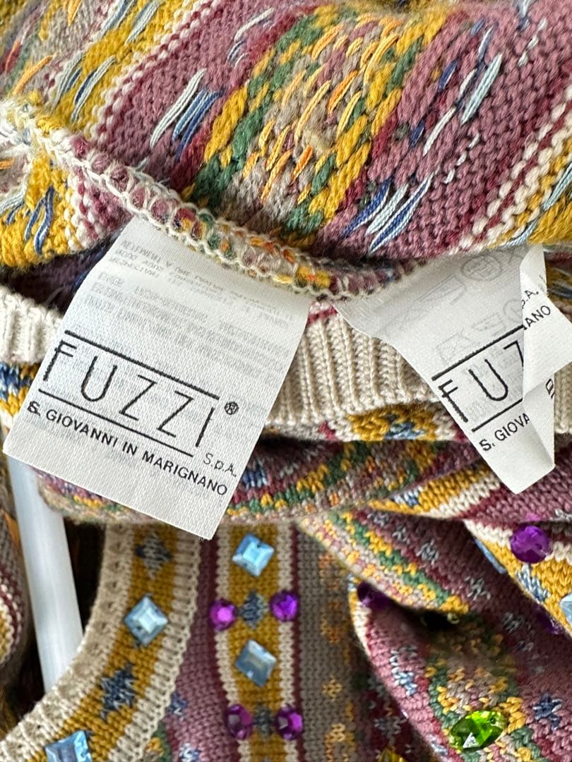 ジャンポールゴルチェマイユ クリスタルビジュー装飾 総柄ニットワンピース