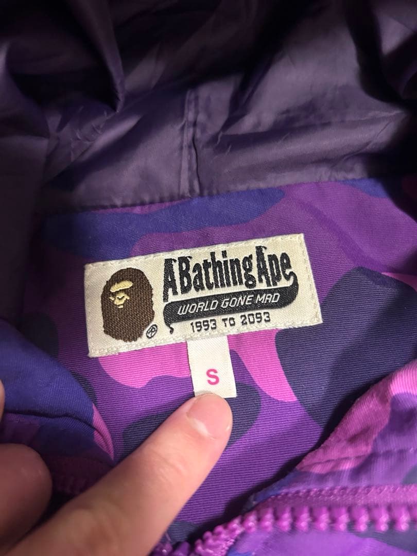 激レア　bape full zip ダウンジャケット紫s