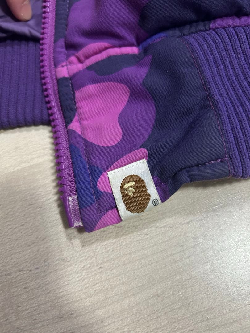 激レア　bape full zip ダウンジャケット紫s