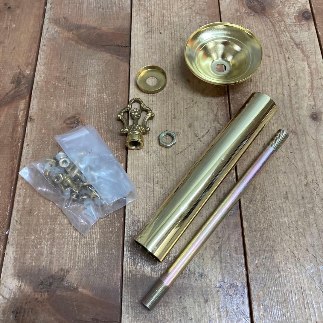 D-2 【美品】アンティーク調 タッチセンサー式 テーブルランプ ゴールド×フロ