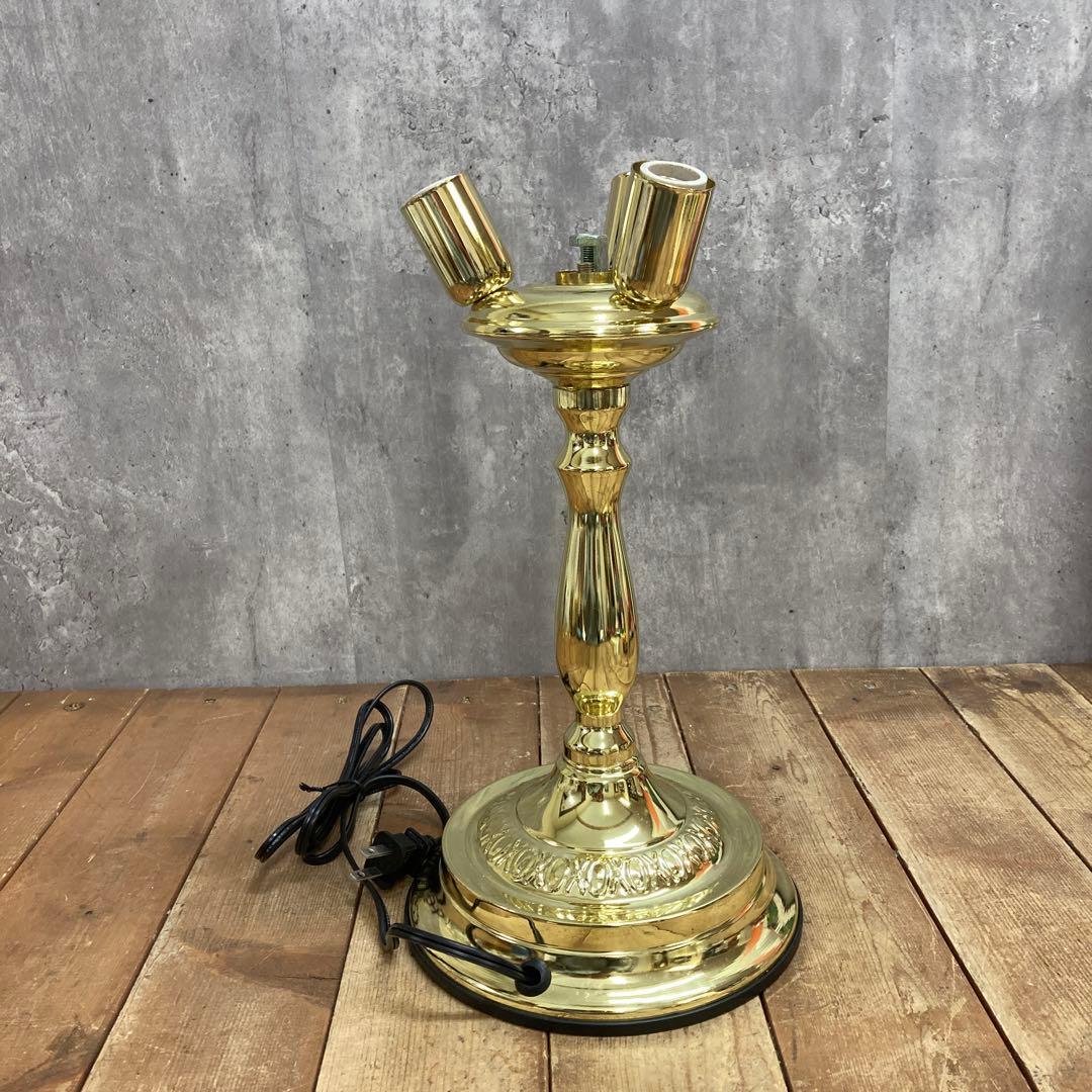 D-2 【美品】アンティーク調 タッチセンサー式 テーブルランプ ゴールド×フロ