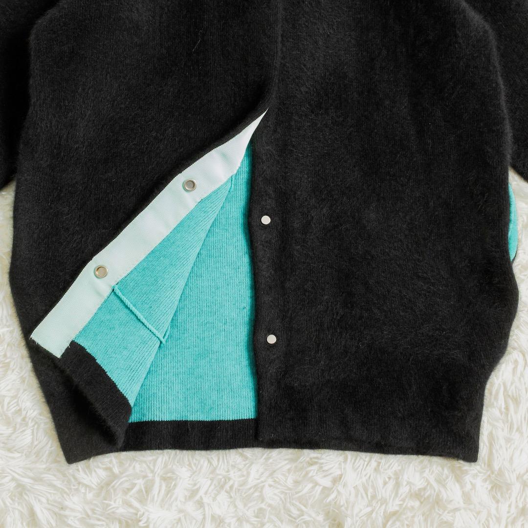 未使用 ELENDEEK ラクーンミックスダブルカーディガン ブラック ブルー