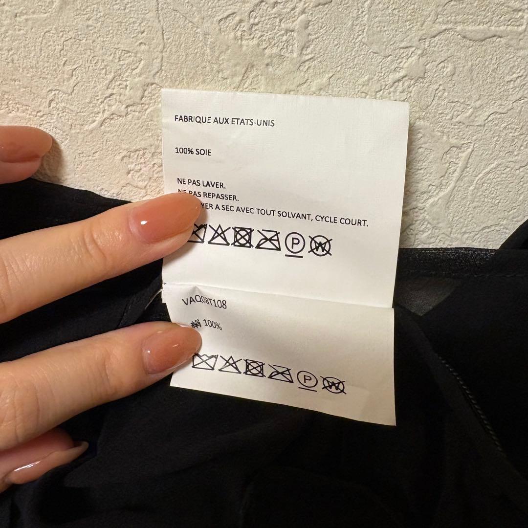 Vaquera ブラック シルク　シースルーキャミソール XL