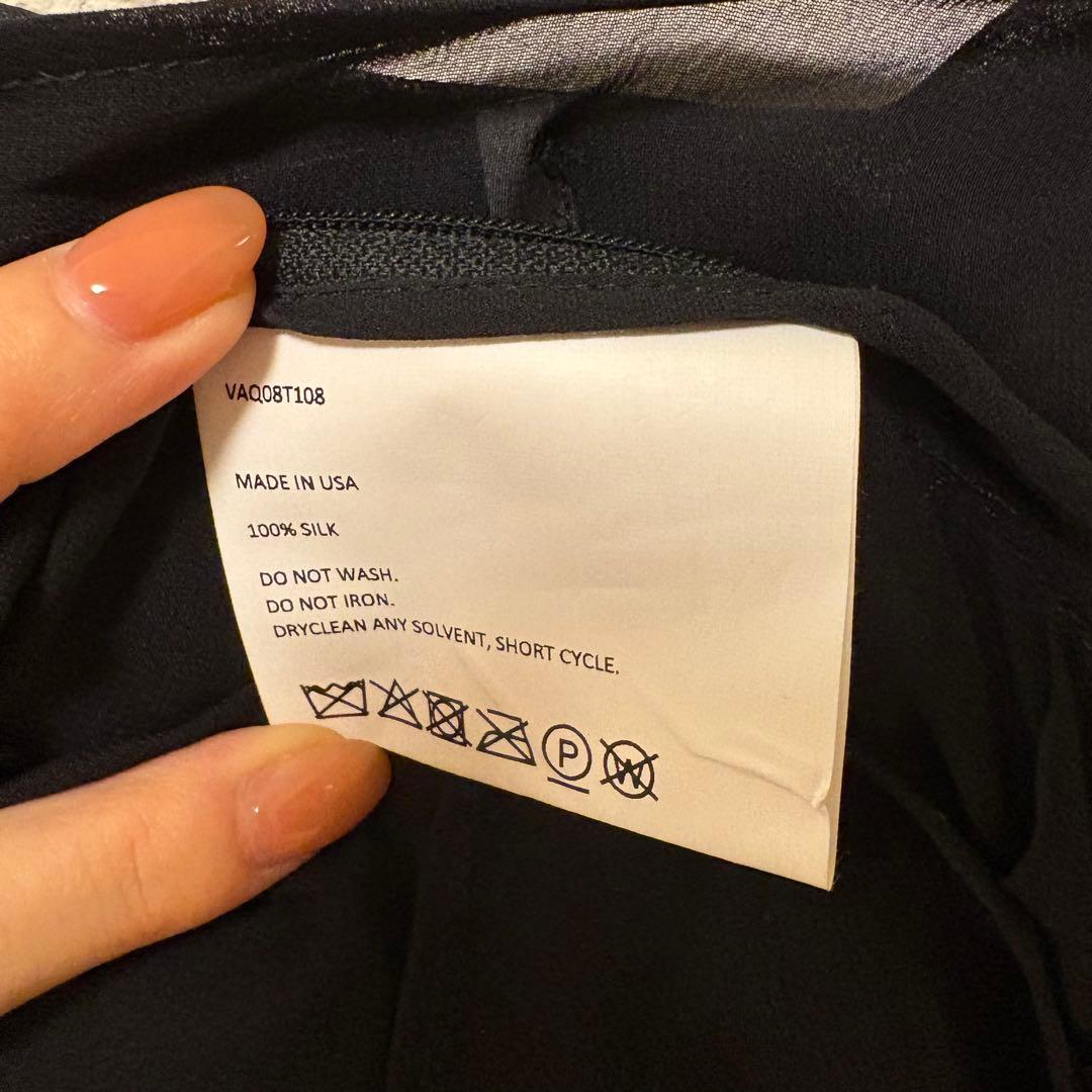 Vaquera ブラック シルク　シースルーキャミソール XL