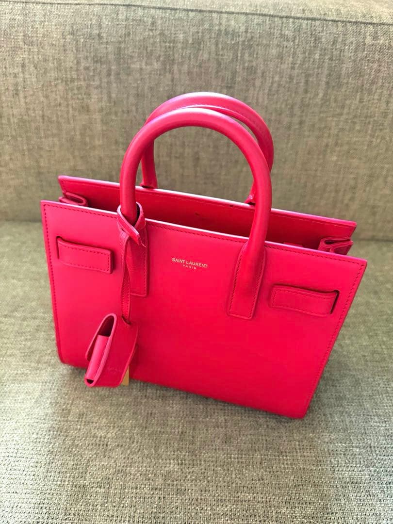 SAINT LAURENT 赤 レザー ハンドバッグ