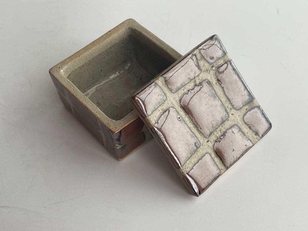 人間国宝　陶芸家　濱田庄司　浜田庄司　合子　盒子　柿釉　共箱　益子　民藝