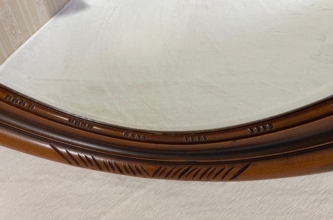 高さ88/希少/彫刻/大型ウォールミラー/楕円/木枠/ビンテージ/アンティーク