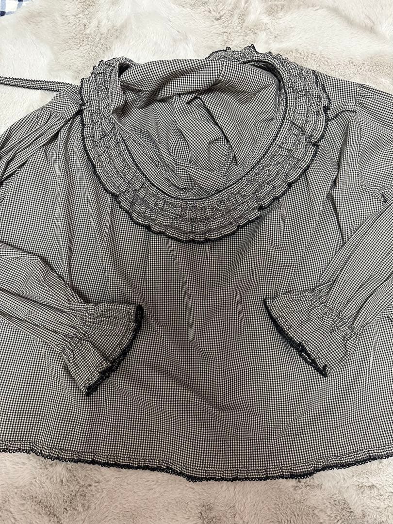 PINK HOUSE フリル付きチェックシャツ