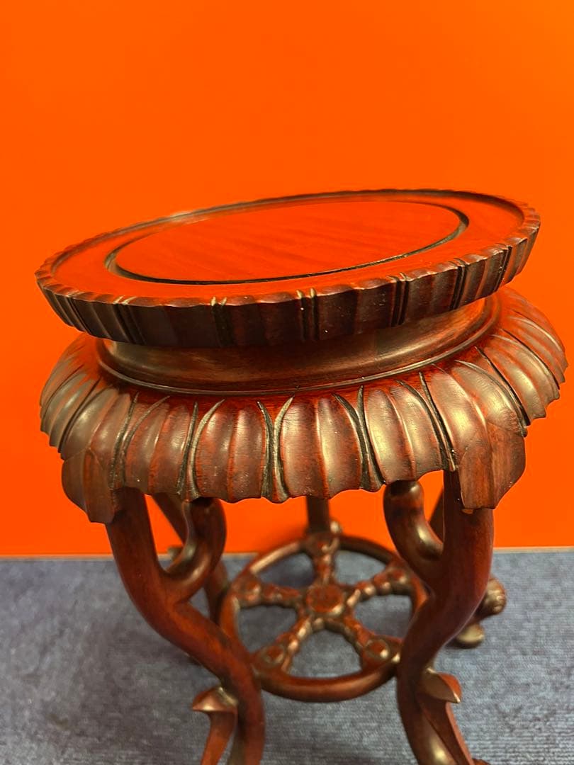 1167  木製　花台　飾り台　装飾品ベース　木彫り