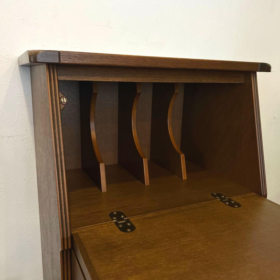 k192r124 国産家具 ライティングチェスト ビューロー 天然木 コンパクト