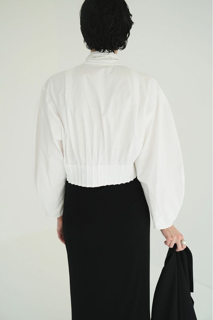 CLANE RIBBON ZIP SHIRTS WHITE トップス ブラウス