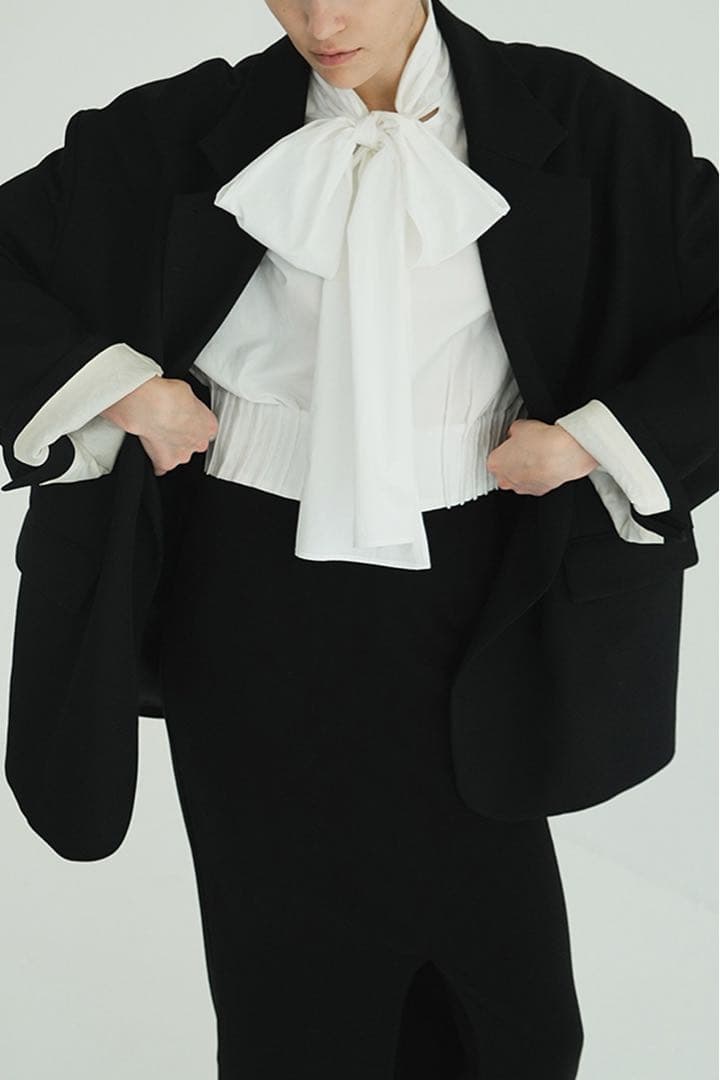 CLANE RIBBON ZIP SHIRTS WHITE トップス ブラウス