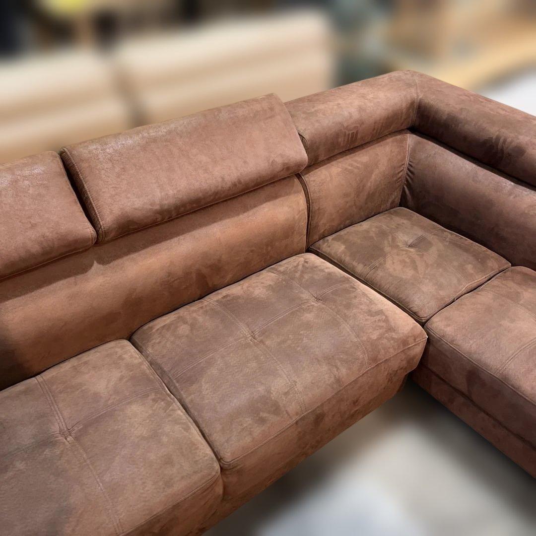 【ファブリックレザー】◇カウチソファ◆大型◇整備品◆可動ヘッドレスト◇極美品◆