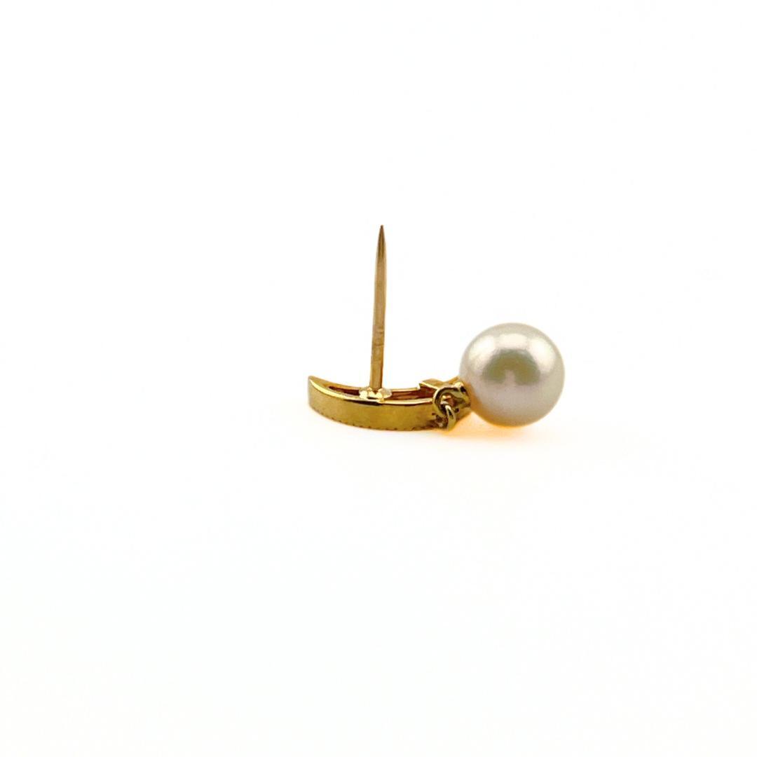 MIKIMOTO ミキモト ダイヤ アコヤパール 18K ピンブローチ ムーン