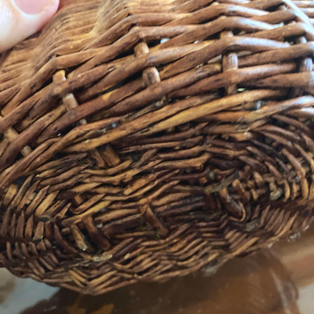 フランスアンティークミニパニエ　ローズ布花付き　ドール用パニエ　ミニバスケット