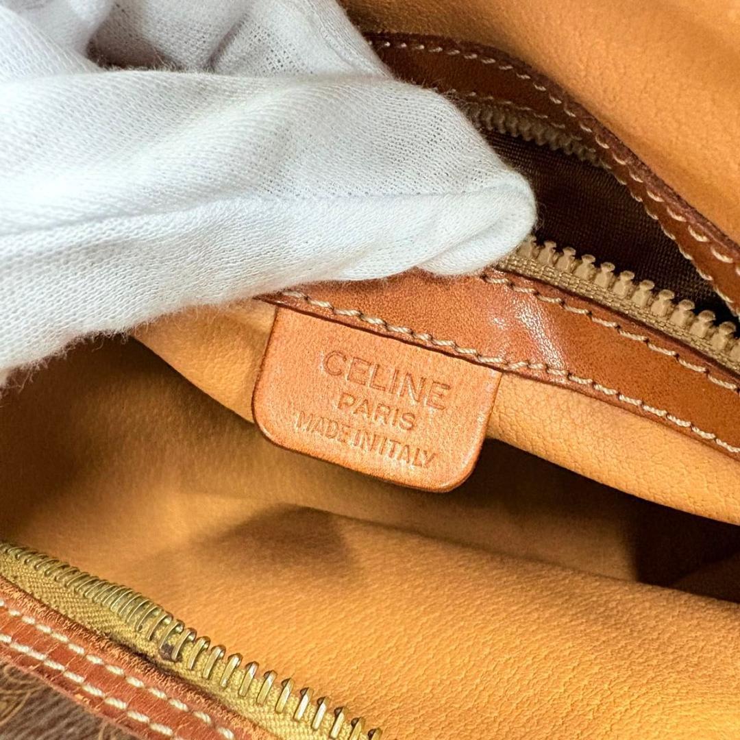 美品CELINE セリーヌ マカダム トリオンフ ハンドバッグ ブラウン PVC