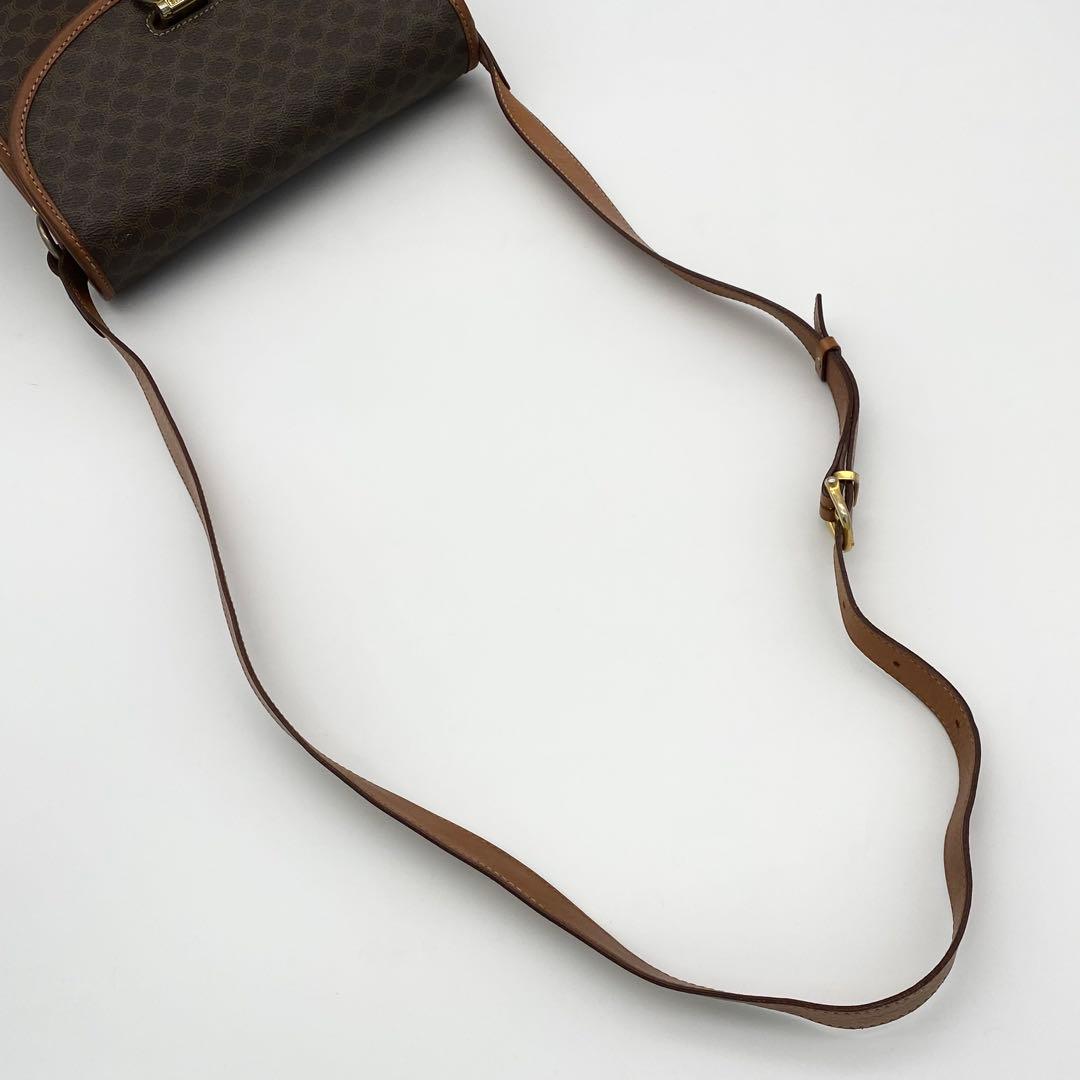 CELINE ショルダーバッグ　ガンチーニ　マカダム柄　PVC×レザー　ブラウン