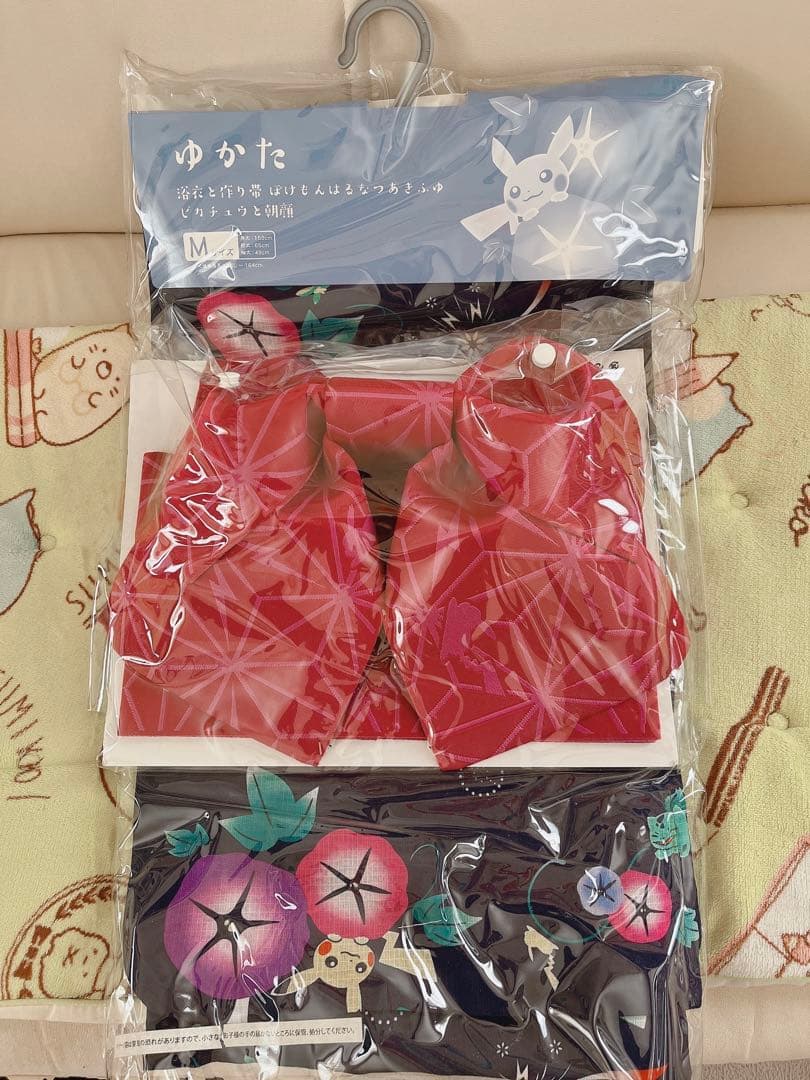 ポケモンセンター限定 ピカチュウと朝顔 浴衣と作り帯 Mサイズ