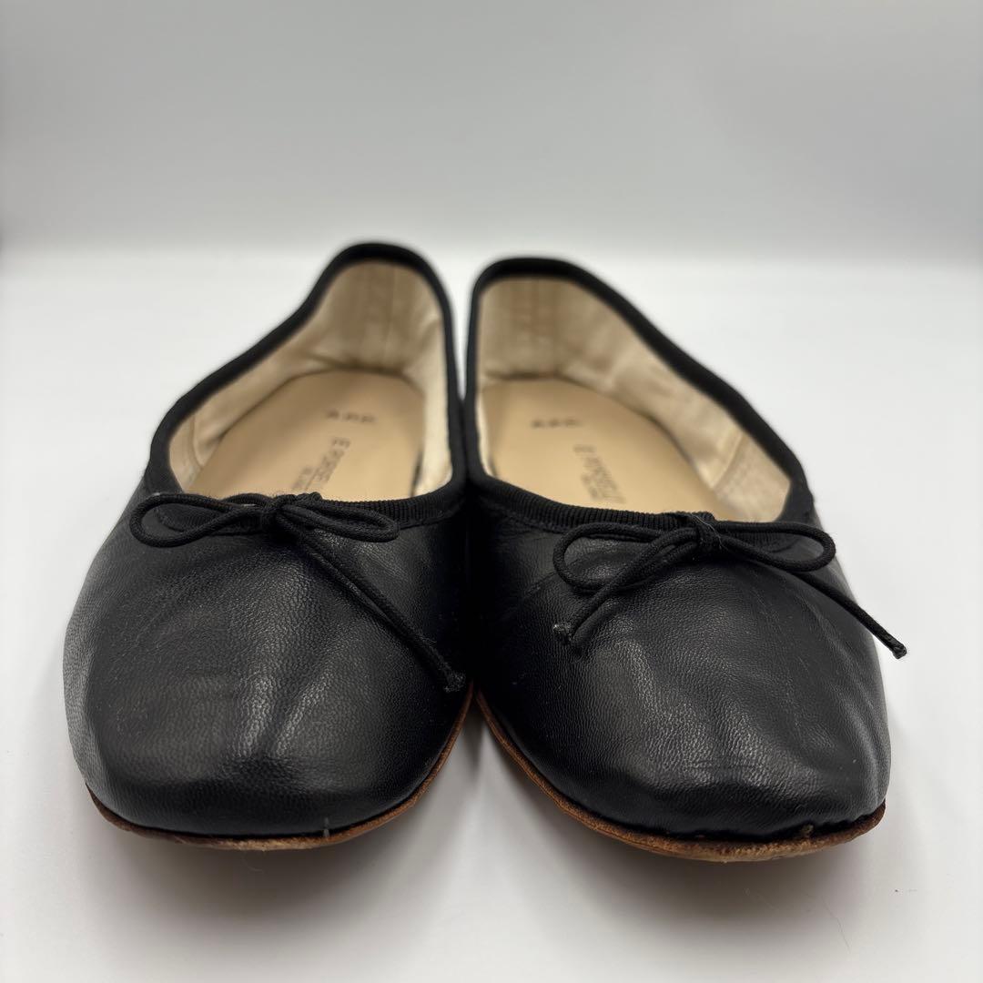 美品✨ポルセリ　ブラック　レザー　バレエシューズ　フラットシューズ　人気　定番