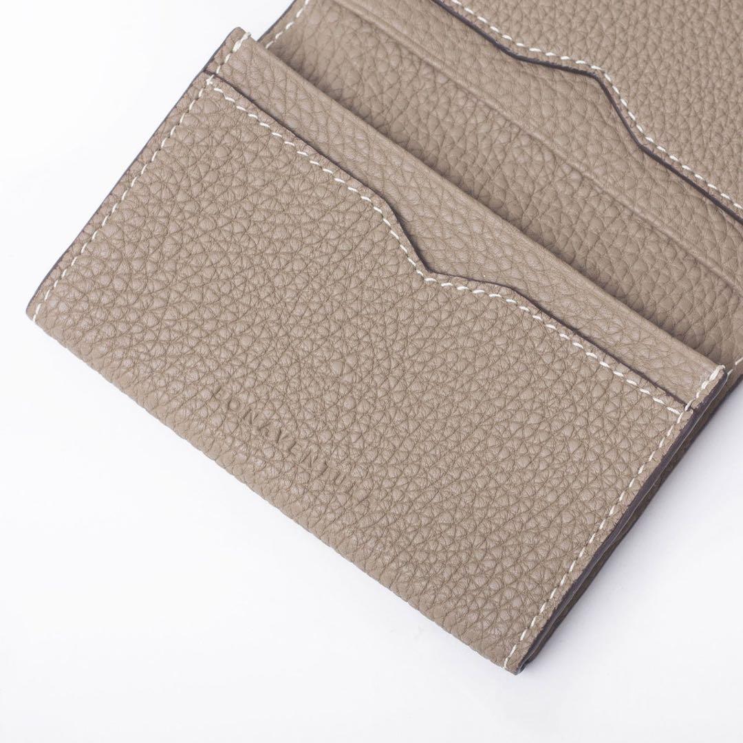 ボナベンチュラ ビジネスカードケース シュリンクレザー 名刺入れ グレージュ売切