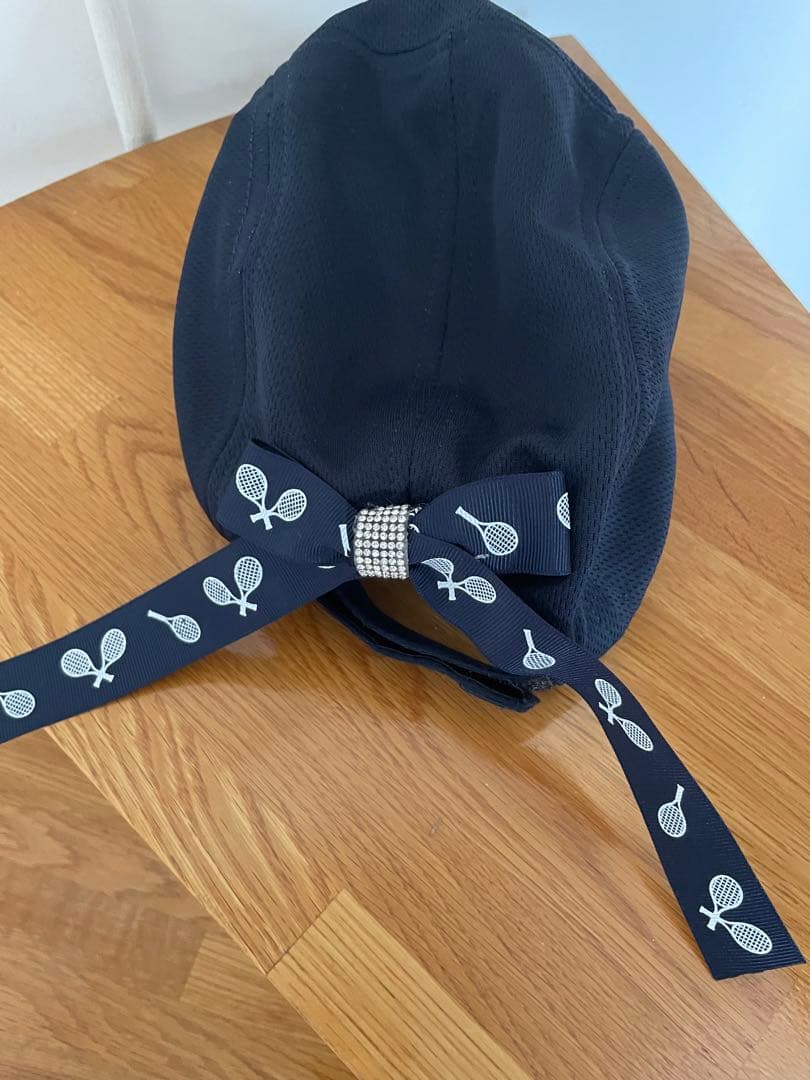 っつ　リーアノン　紺色キャップ➕黒バイザー➕ブラックシフォンスコート　3点