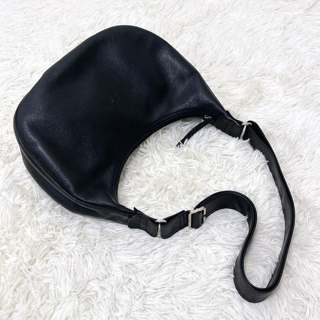 極美品 Longchamp ロンシャン ワンショルダー オールレザー 三日月