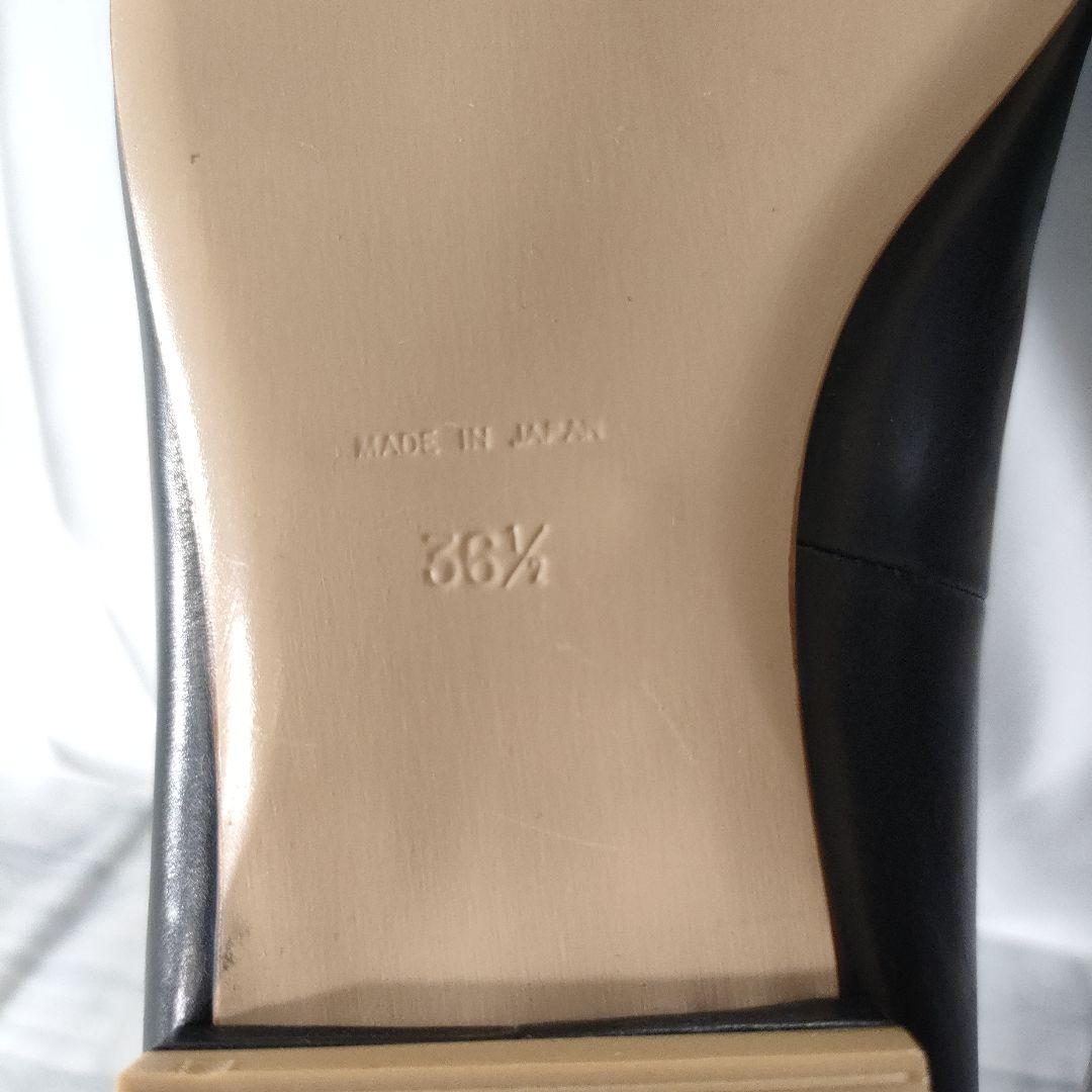 未使用品✨ピッピシック　ビジューバックル　レザーフラットパンプス　黒　36.5