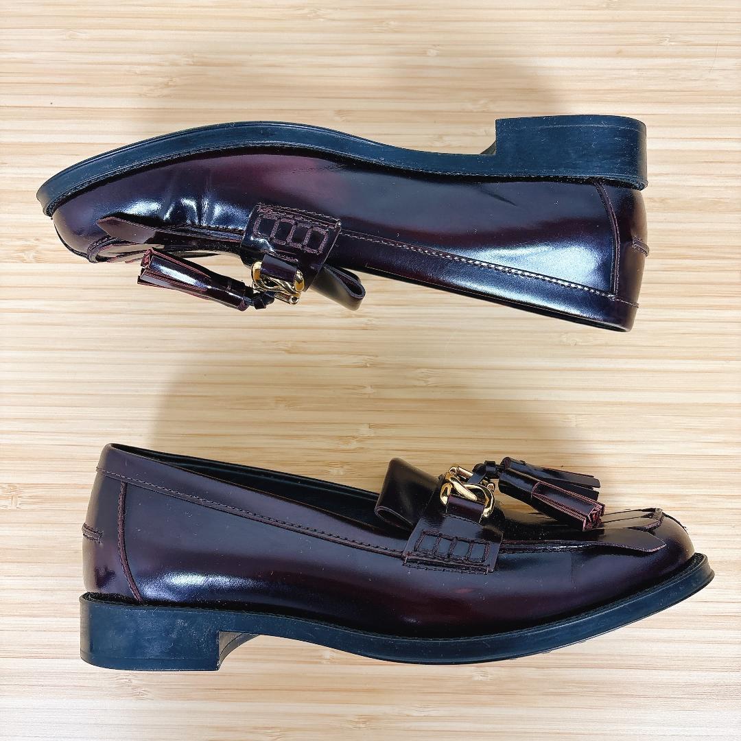 【極美品】TOD'S トッズ タッセルローファー 金具 フリンジ 22.5cm