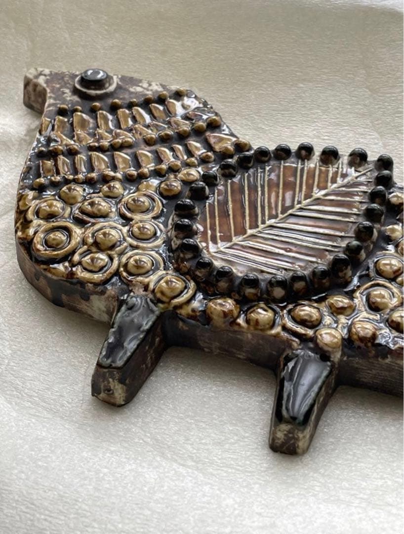 7.8万 Lisa Larson リサラーソン 鳥の陶板 ミナペルフォネン