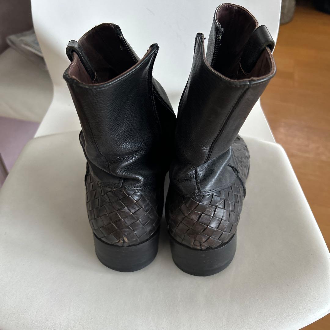 ブッテロ　40 レザー編み込みデザインブーツ