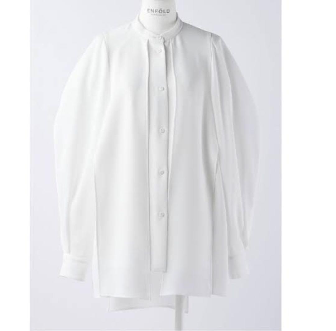 【ほぼ新品】ENFOLD ランダムスリットブラウス ホワイト