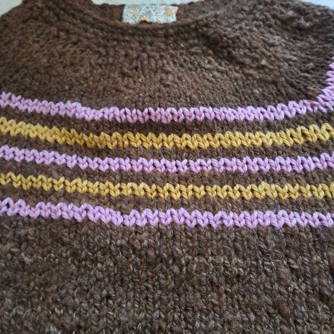 ハンドメイド　セーター　半袖　手つむぎ　手編み　北里大学　獣医学部　毛糸　羊毛