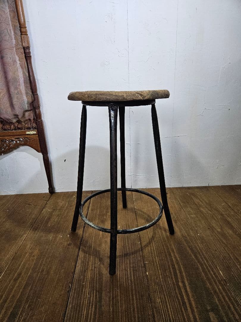 USヴィンテージ 鉄脚のスツール 丸椅子 チェア インダストリアル インテリア