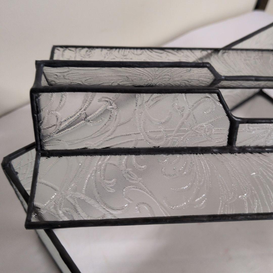 菊模様　レア　希少　ペーパータオルケース　ティッシュケース　昭和型板ガラス　昭和