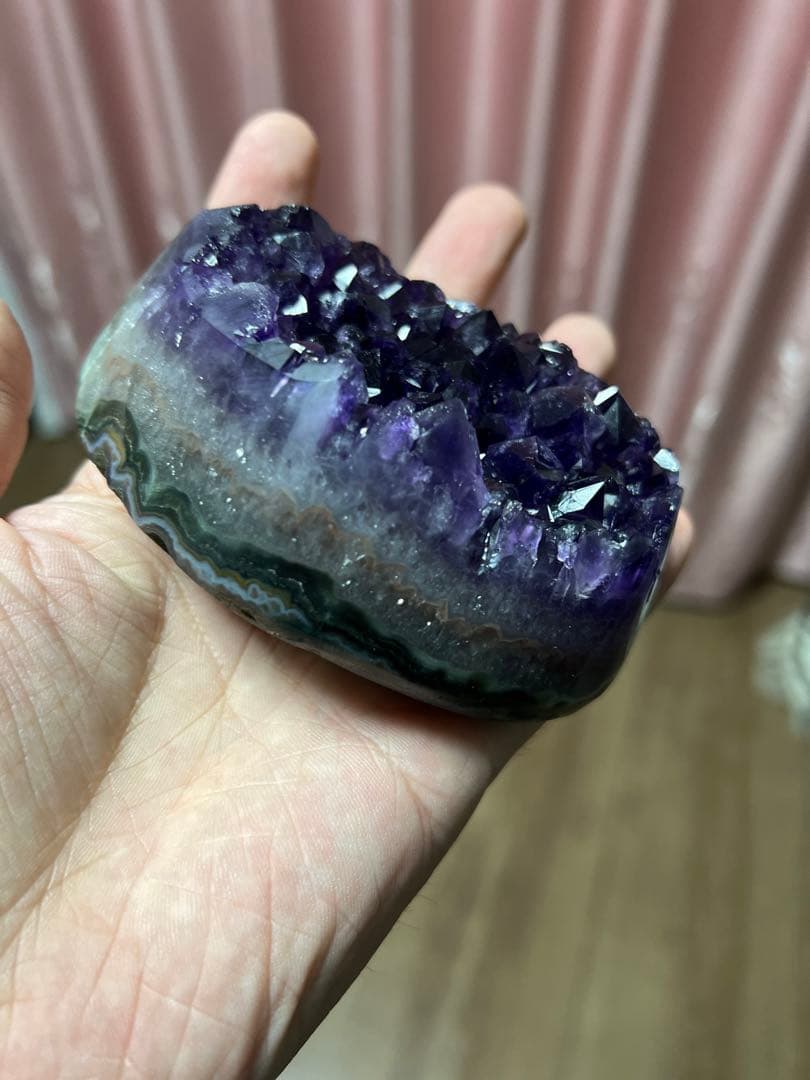 新品　超大最高品質アメジストドームミニクラスター　希少品　台座込　送料無料