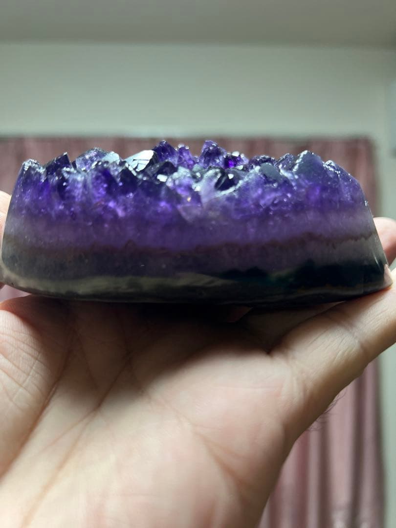 新品　超大最高品質アメジストドームミニクラスター　希少品　台座込　送料無料
