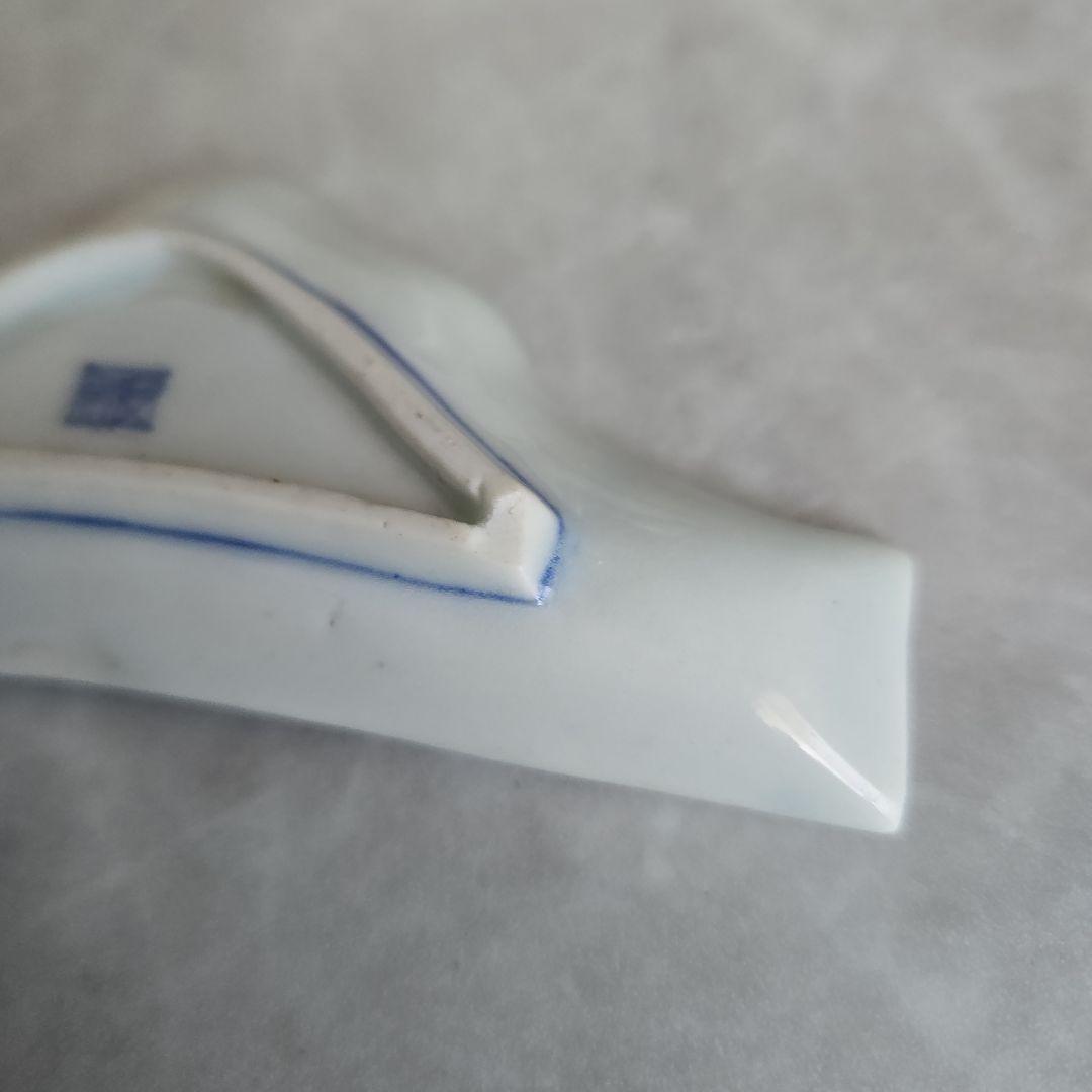 古伊万里　富士山　変形　小皿　豆皿　染付江戸　骨董　金直し　金継ぎ　アンティーク