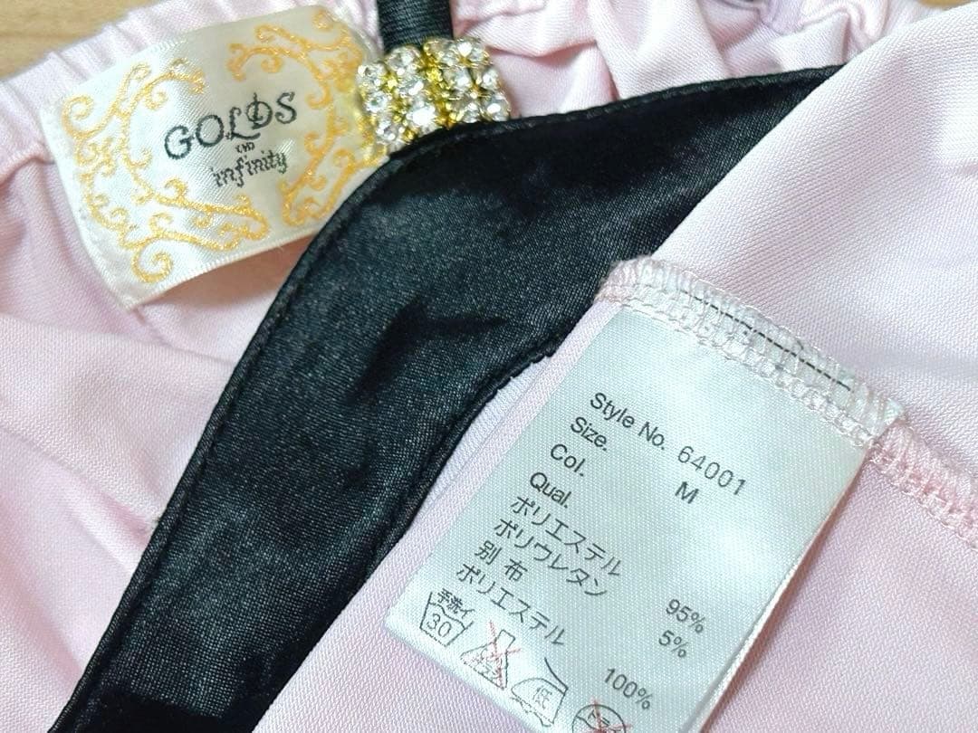 GOLDS♡肩紐ビジュー付き♡サテン×シフォン♡ラッフルフリルキャミトップスPK