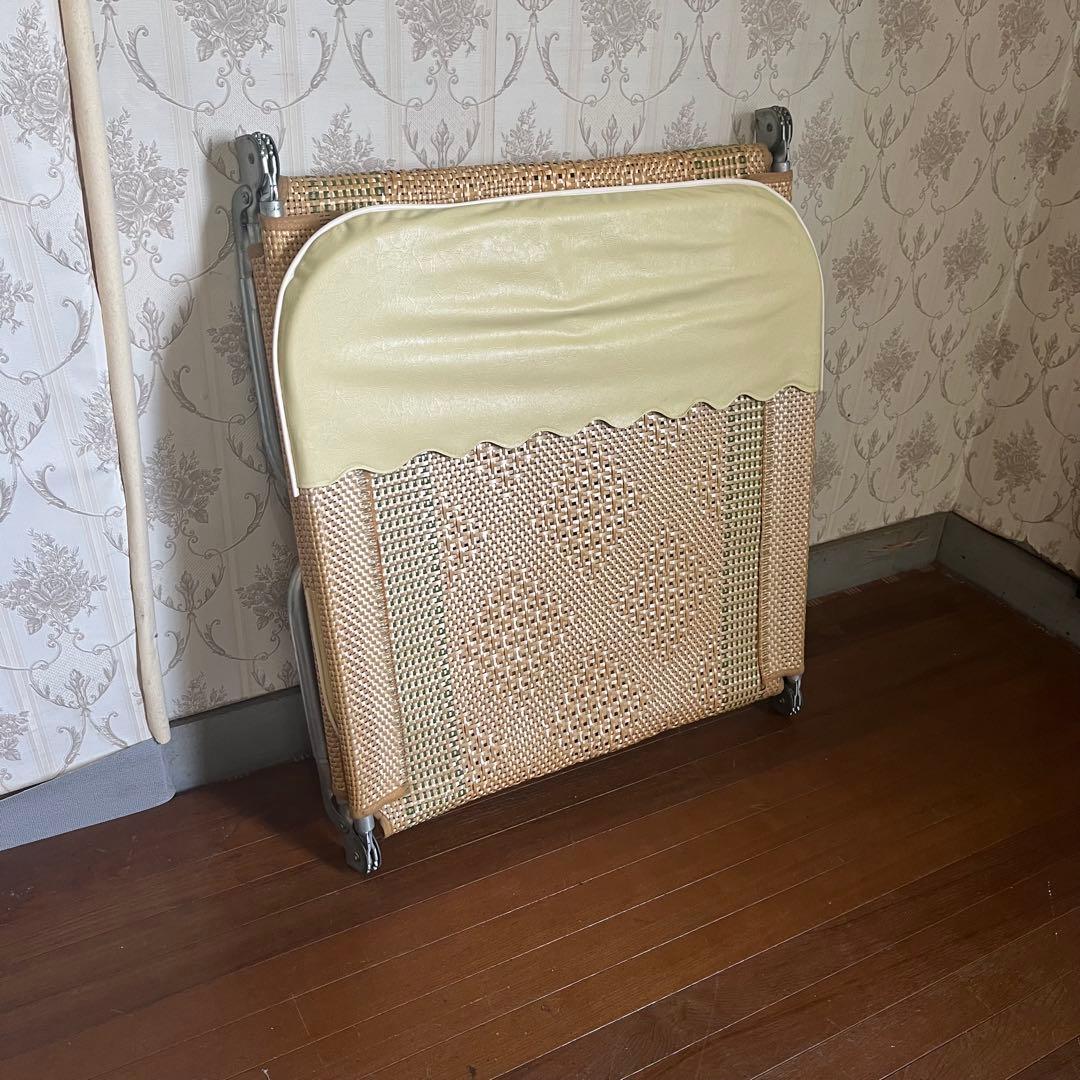 【アンティーク】昭和レトロ 籐 ラタンビーチチェア サマーベッド リクライニング