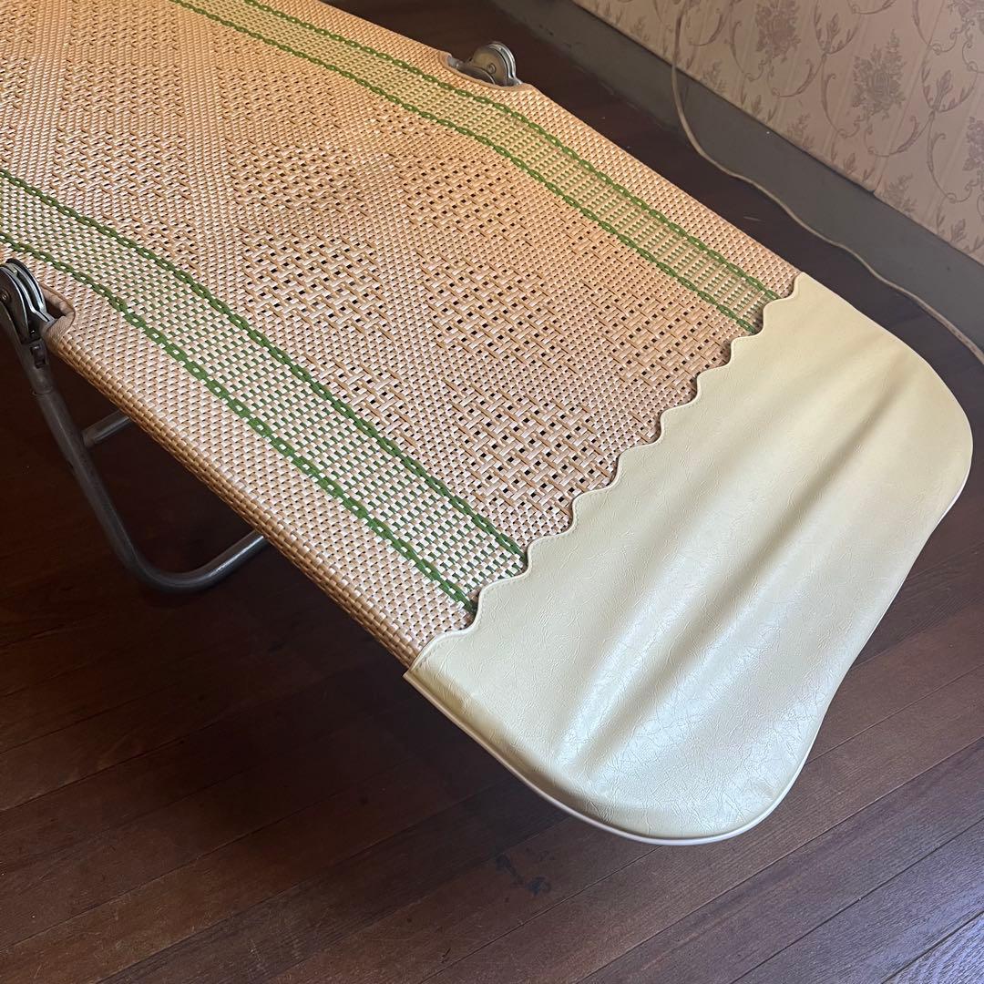 【アンティーク】昭和レトロ 籐 ラタンビーチチェア サマーベッド リクライニング