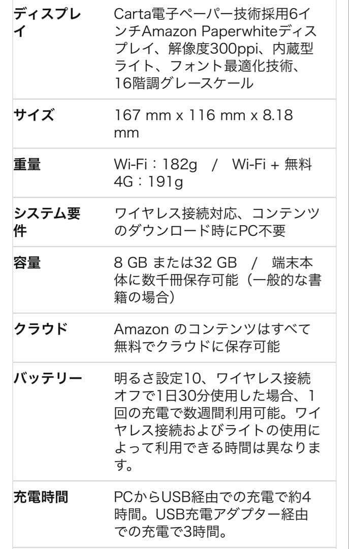 Kindle Paperwhite （10世代）wifi+4G 32GB 防水