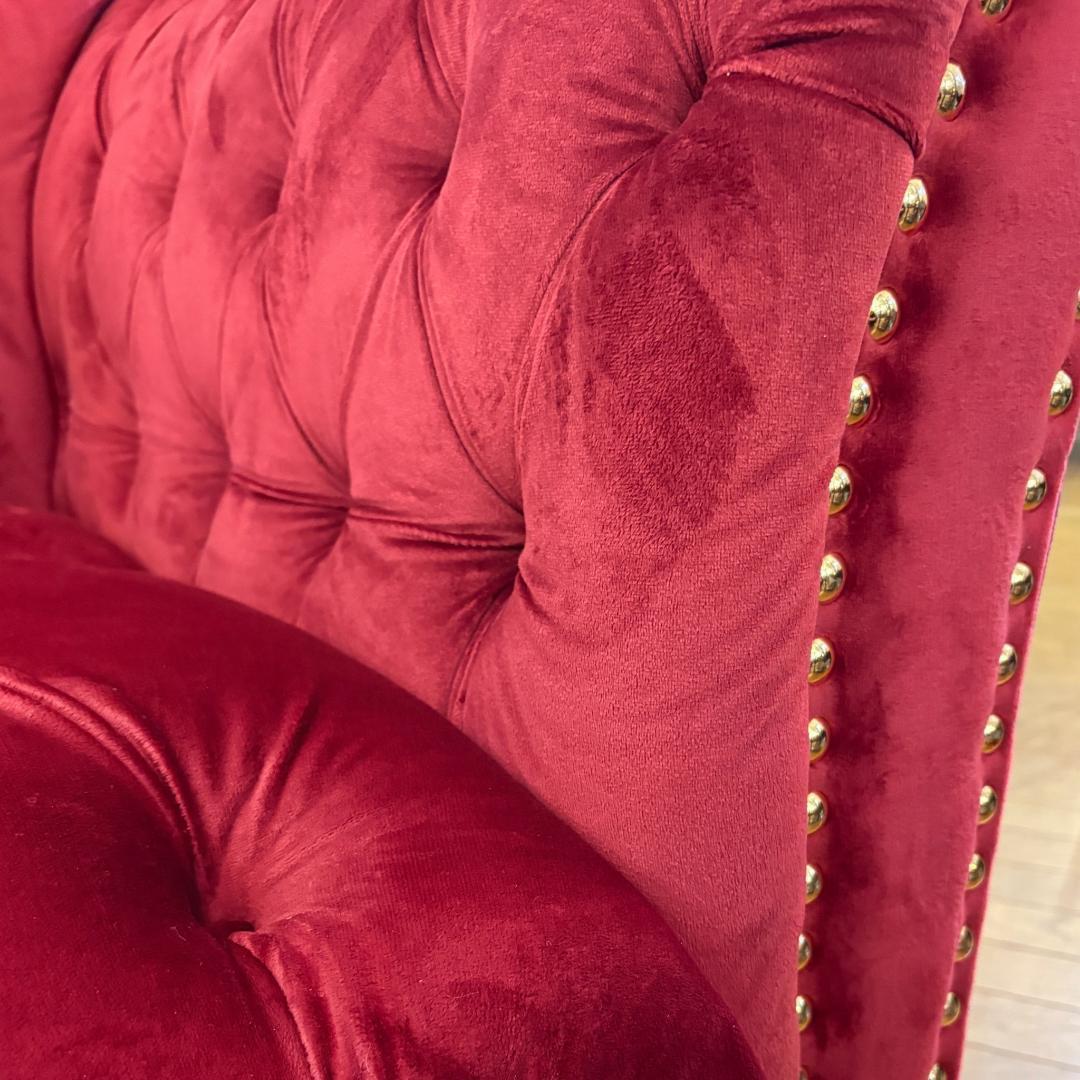 1Pベルベットソファ シングルソファ 赤 レッド インテリア 143-028