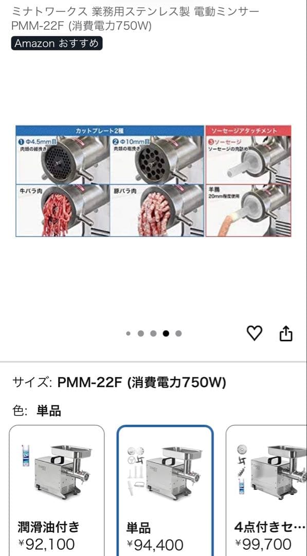 ミナトワークス 電動ミンサー PMM-22F