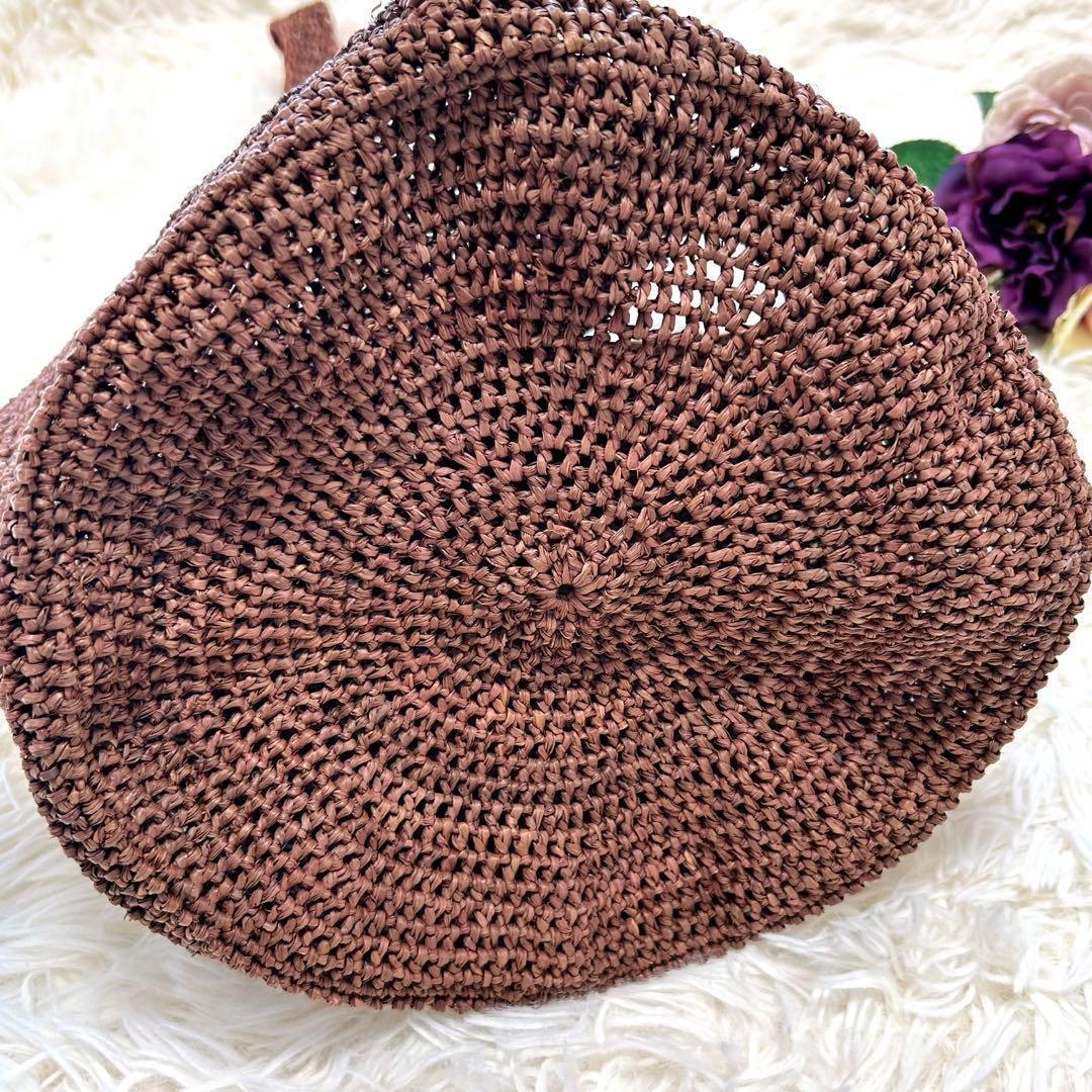 美品　ヘレンカミンスキー　ラフィア　カゴバッグ　ワンショルダー　金具　茶色