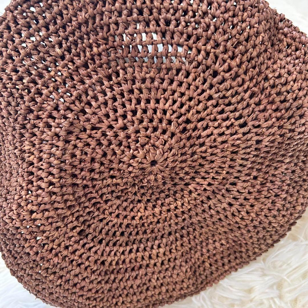 美品　ヘレンカミンスキー　ラフィア　カゴバッグ　ワンショルダー　金具　茶色