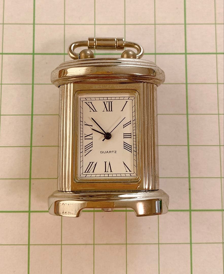 キャリッジクロック クラシックシルバー置時計 ミニチュア 3×5cm程