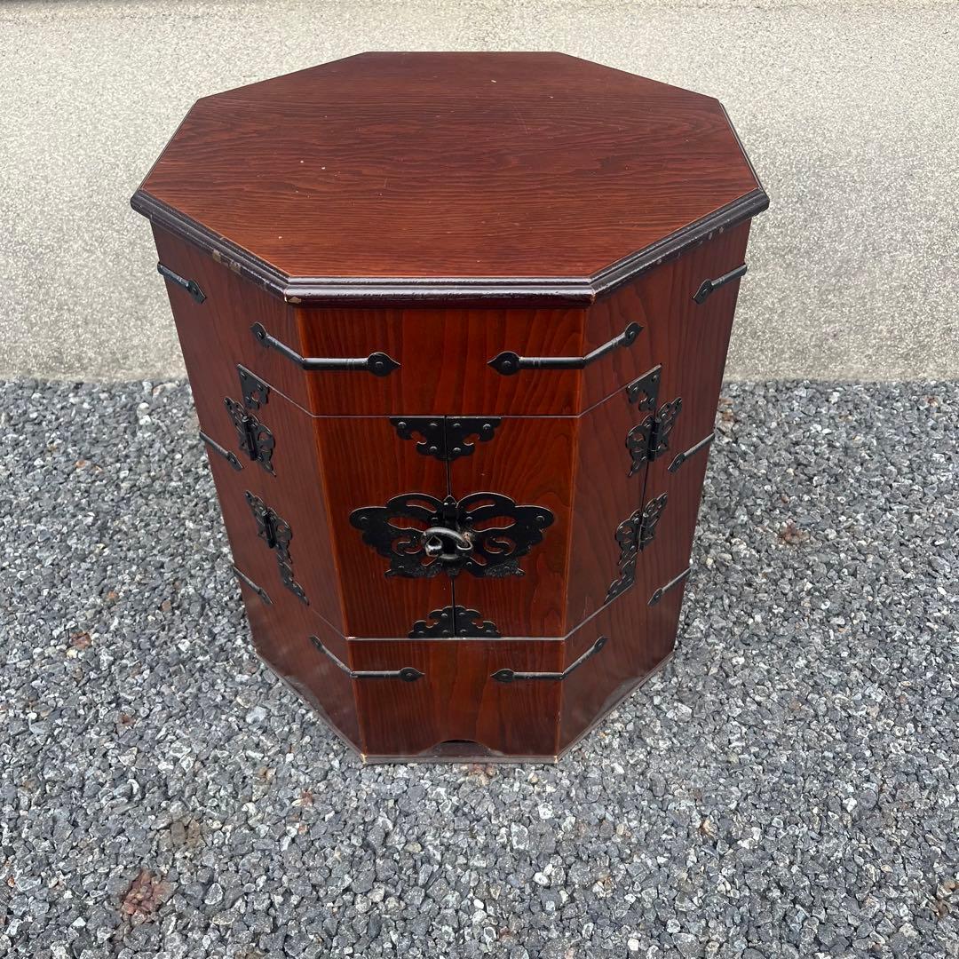 希少　アンティーク　李朝家具　八角箱　帽子入れ 収納箱　韓国美術